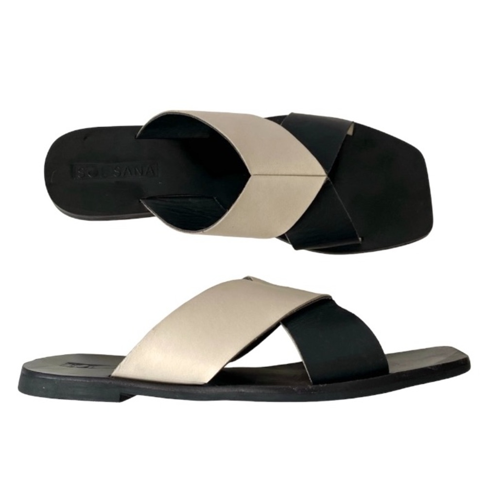 Sol Sana Julian black & ivory slide sandal US8
